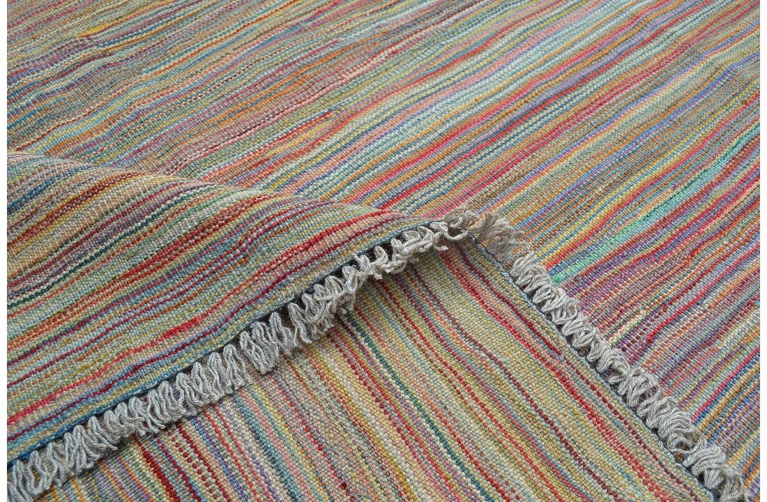 Kelim kleed-240X184cm streep Multicolor Kleed Hand Geweven