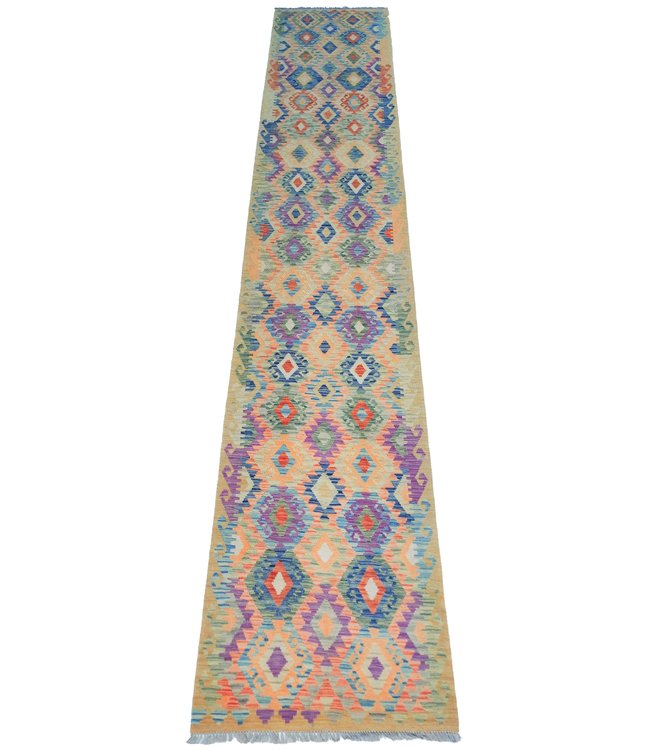 Handgewebte Orientalisch Wolle Kelim Teppich 503x86cm