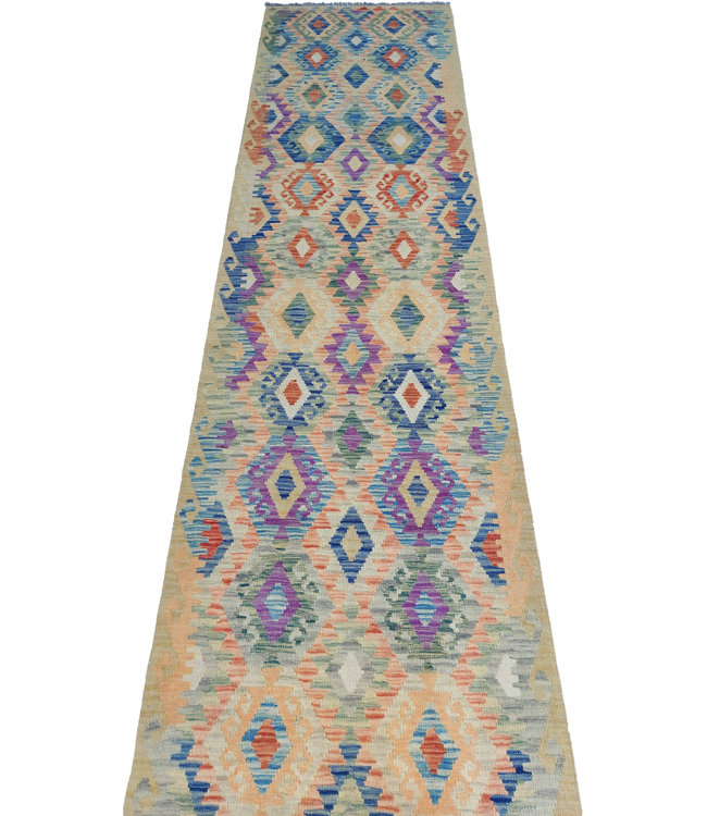 Hand Woven Afghan Wool Kilim Area Rug 503x86cm or 16.5x2.8 ft