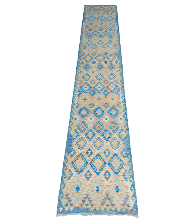 Handgewebte Orientalisch Wolle Kelim Teppich 500x88cm