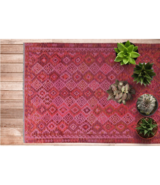 Hand Woven Afghan Wool Kilim Area Rug 246X168 cm