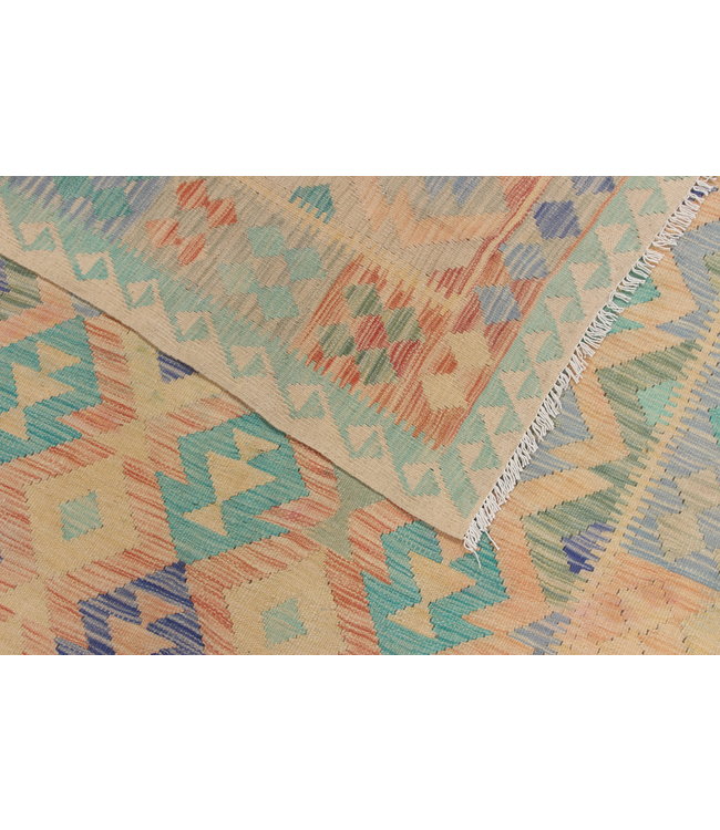 Hand Woven Afghan Wool Kilim Area Rug 198X147 cm