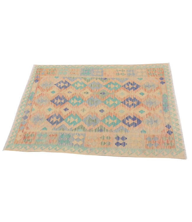 Hand Woven Afghan Wool Kilim Area Rug 198X147 cm
