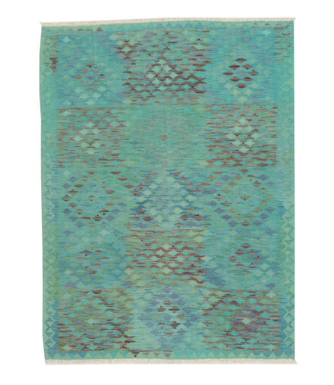 Hand Woven Afghan Wool Kilim Area Rug 194X152 cm