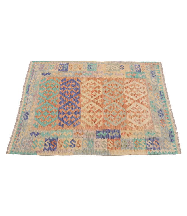 Hand Woven Afghan Wool Kilim Area Rug 193X154 cm