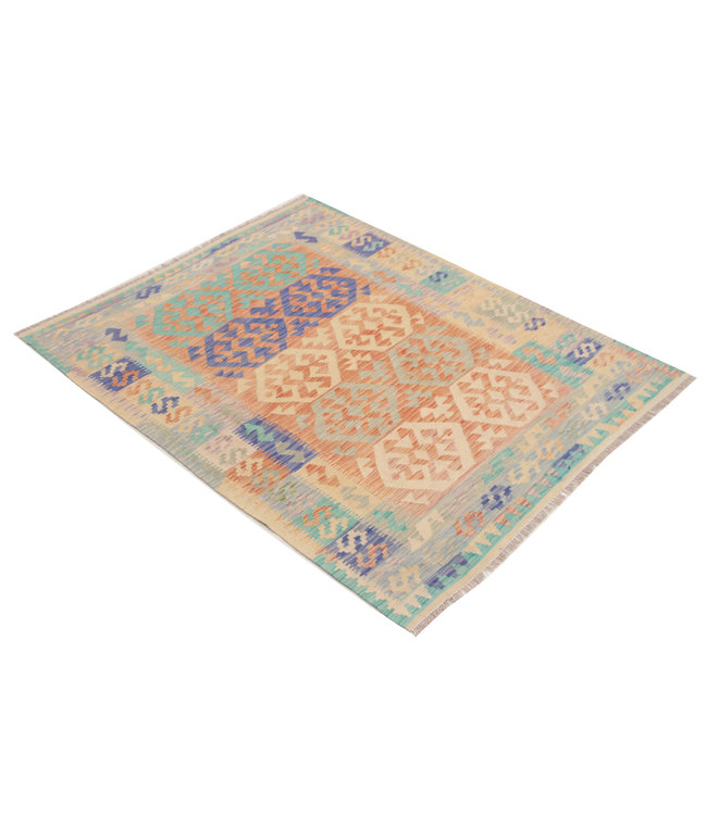 Hand Woven Afghan Wool Kilim Area Rug 193X154 cm