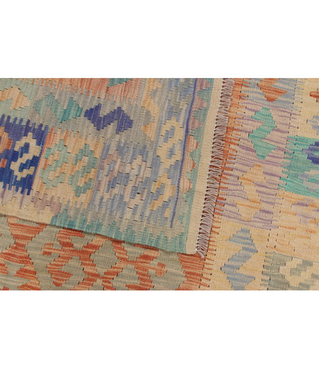 Hand Woven Afghan Wool Kilim Area Rug 193X154 cm