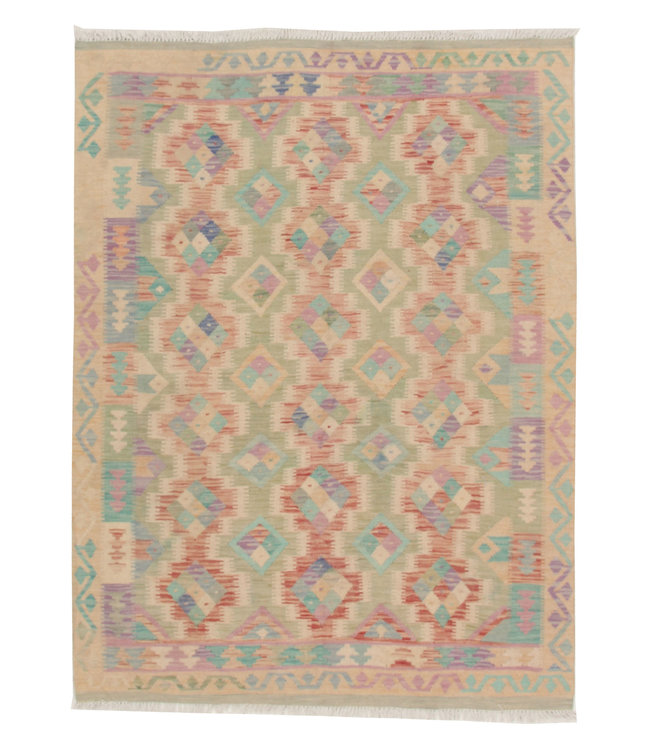 Hand Woven Afghan Wool Kilim Area Rug 192X153cm