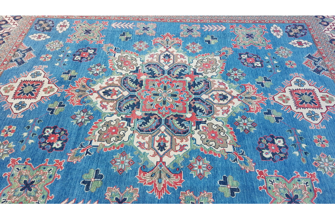 Handgeknoopt kazak tapijt 303x246 cm oosters kleed vloerkleed
