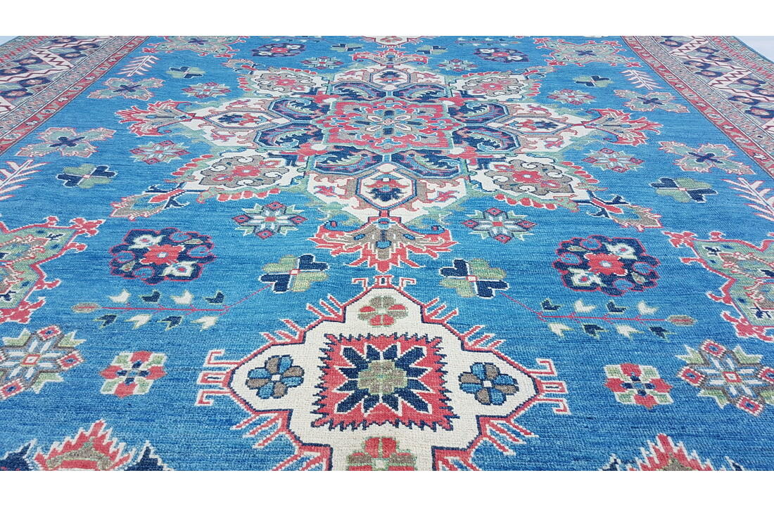 Handgeknoopt kazak tapijt 303x246 cm oosters kleed vloerkleed