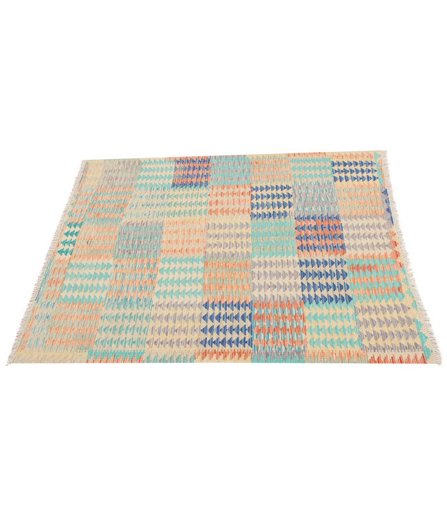 198x157 cm Handgewebte Orientalisch Wolle Kelim Teppich