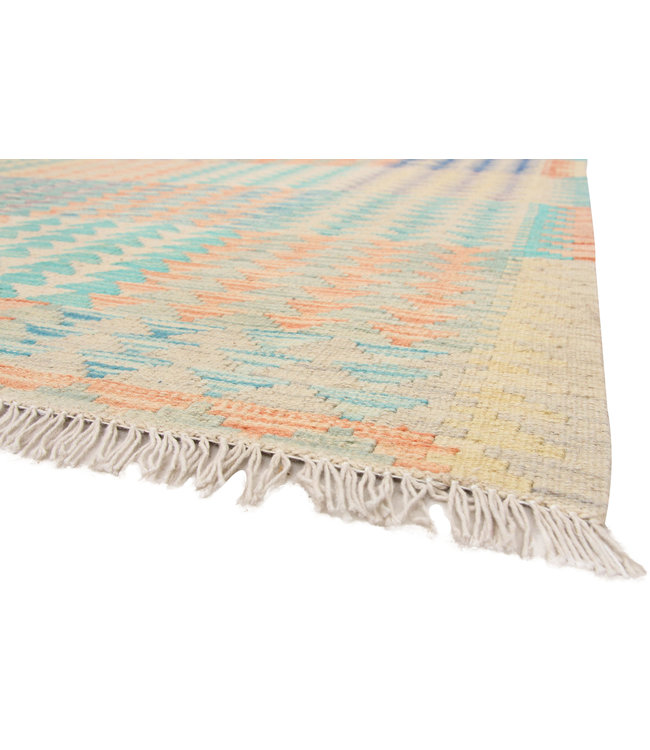 198x157 cm Hand Woven Afghan Wool Kilim Area Rug