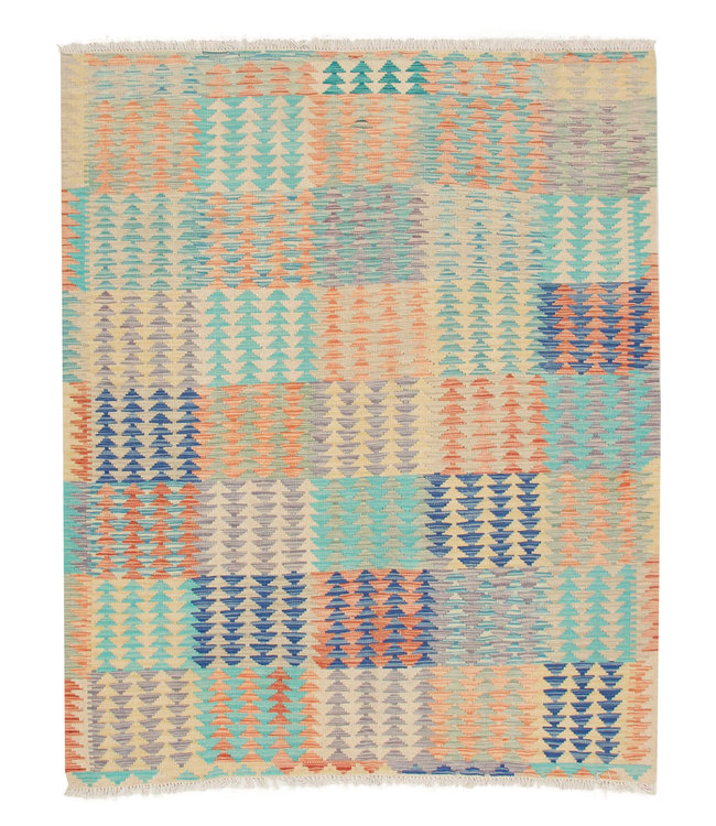 198x157 cm Handgewebte Orientalisch Wolle Kelim Teppich