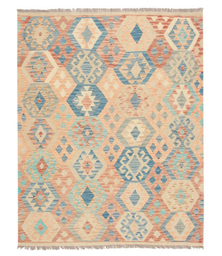 196x154 cm Hand Woven Afghan Wool Kilim Area Rug