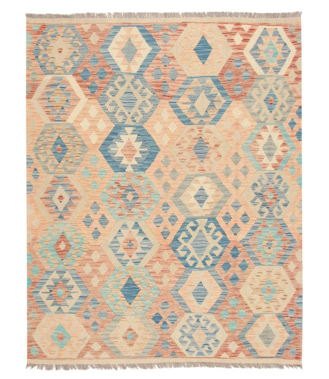 196x154 cm Hand Woven Afghan Wool Kilim Area Rug