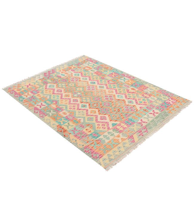 196x148 cm Hand Woven Afghan Wool Kilim Area Rug