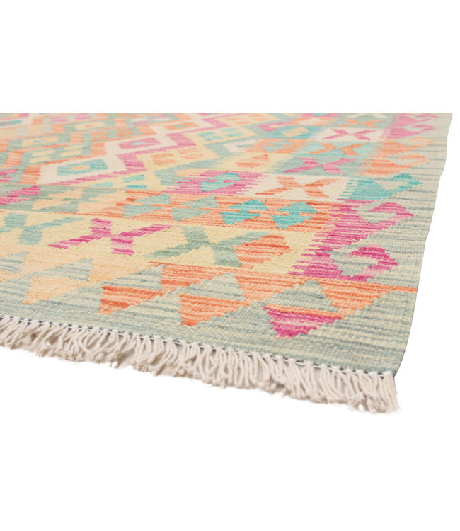 196x148 cm Handgemaakt Oosters Kelim Wol Vloerkleed