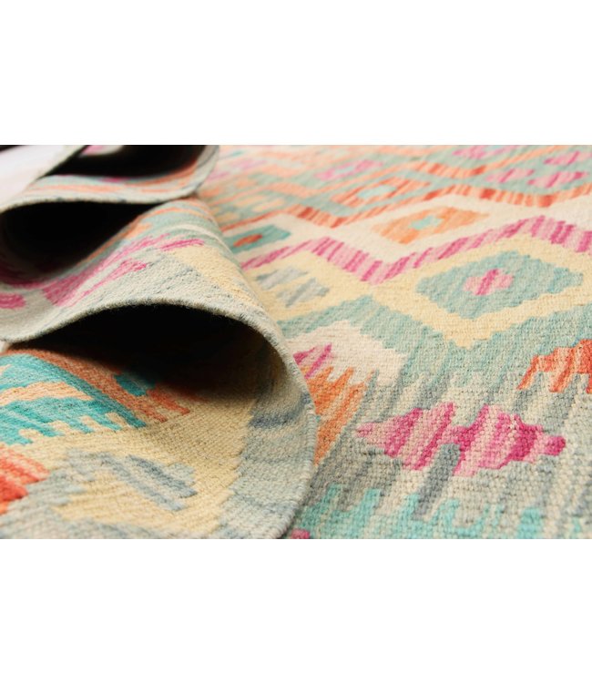 196x148 cm Hand Woven Afghan Wool Kilim Area Rug