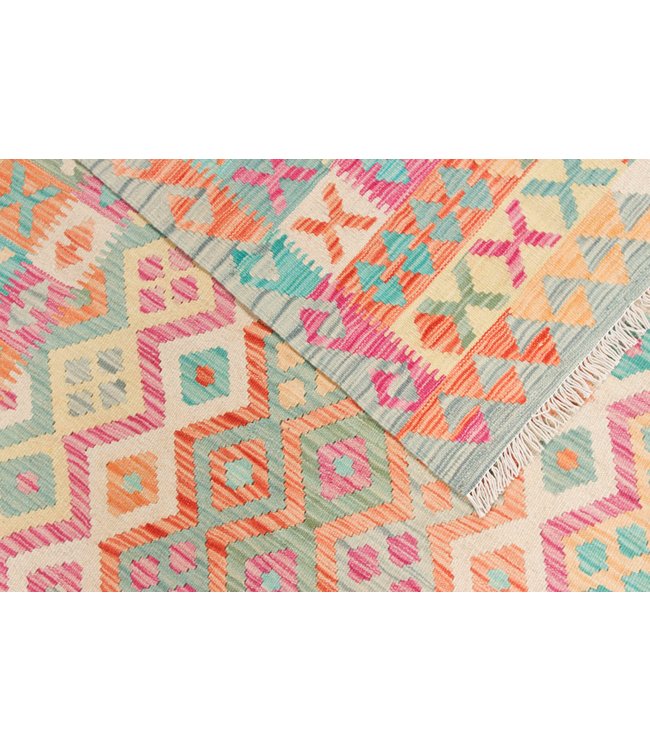 196x148 cm Handgewebte Orientalisch Wolle Kelim Teppich