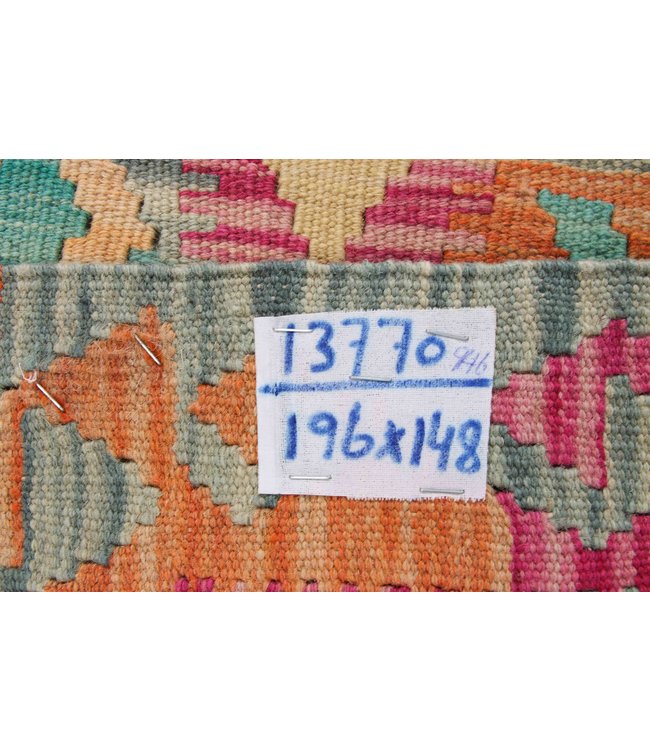 196x148 cm Handgewebte Orientalisch Wolle Kelim Teppich