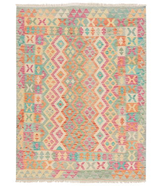 196x148 cm Hand Woven Afghan Wool Kilim Area Rug