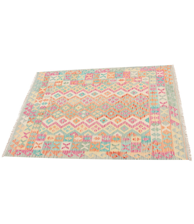 196x148 cm Hand Woven Afghan Wool Kilim Area Rug