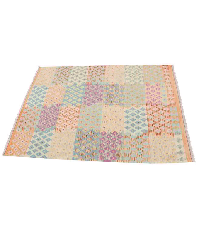 203x157 cm Hand Woven Afghan Wool Kilim Area Rug