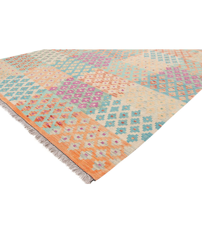 203x157 cm Handgemaakt Oosters Kelim Wol Vloerkleed