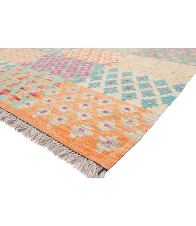 203x157 cm Handgewebte Orientalisch Wolle Kelim Teppich