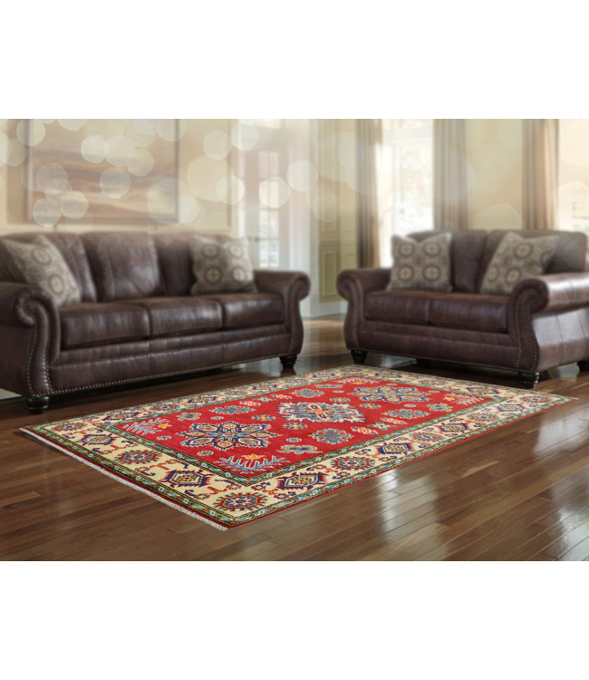 Hand knotted carpet traditional   5 'x 3'34  kazak Rug  Red