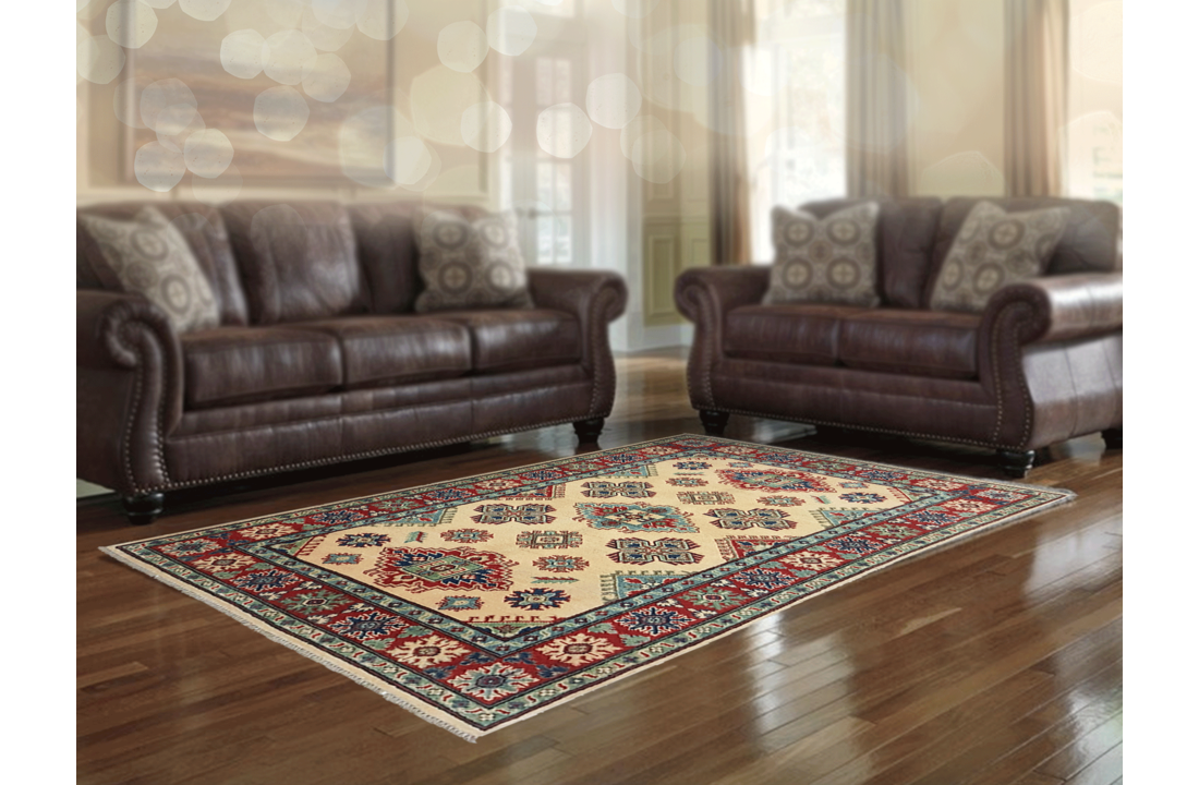 Handgeknoopt kazak tapijt 183x122 cm oosters kleed vloerkleed