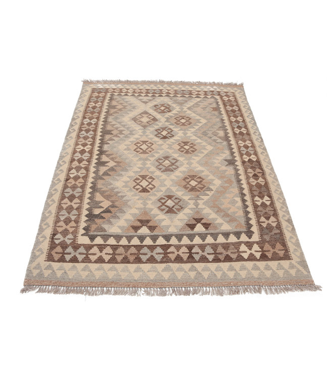 170x128 cm Hand Woven Brown Wool Kilim Area Rug