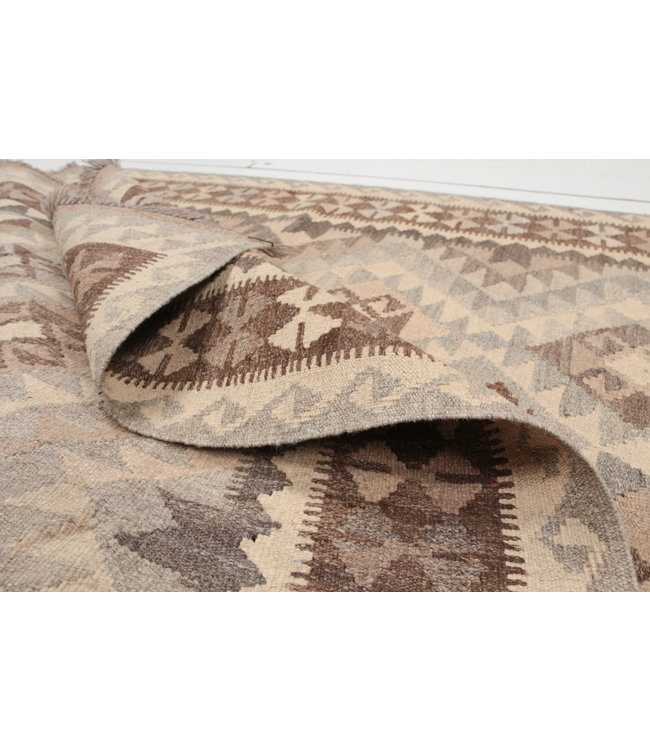 170x128 cm Handgewebte Braun Wolle Kelim Teppich