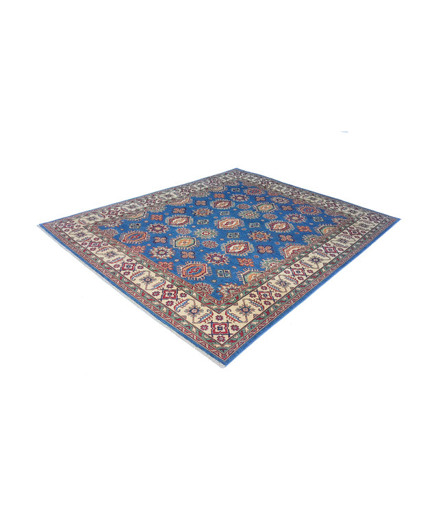 Blauw Handgeknoopt kazak tapijt  305x250 cm oosters kleed vloerkleed