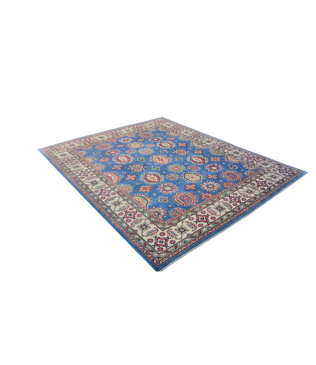 Blauw Handgeknoopt kazak tapijt  305x250 cm oosters kleed vloerkleed