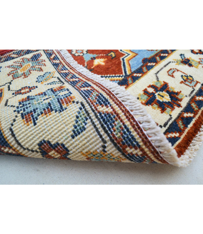 Quality Geometric Wool Red Rug Tribal 4'95x3'41 Hand knotted  carpet Royal kazak