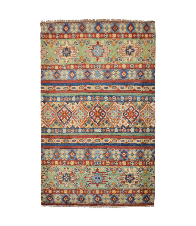 Traditional Wool Rug Tribal 5'21x3'31 Hand knotted  carpet Shal kazak