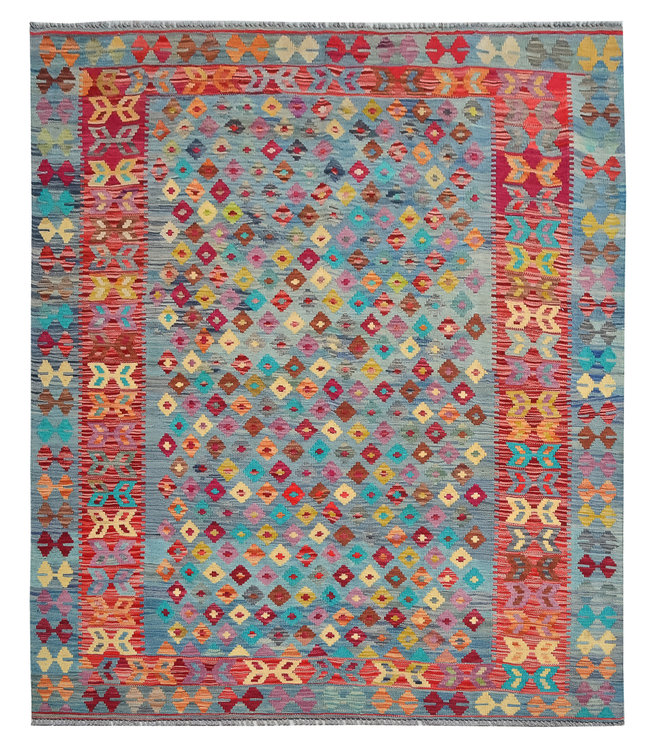 Hand Woven Afghan Wool Kilim Area Rug 6'33X5'01