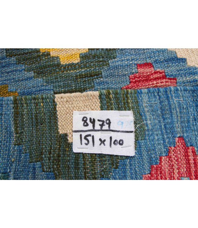 151x100 cm Handgewebte Orientalisch Wolle Kelim Teppich