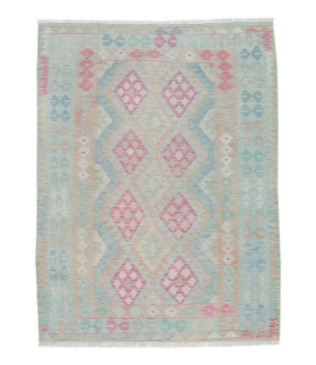 198x148 cm Hand Woven Afghan Wool Kilim Area Rug