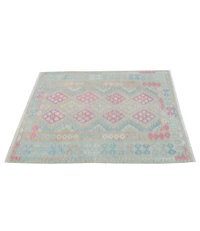 198x148 cm Hand Woven Afghan Wool Kilim Area Rug