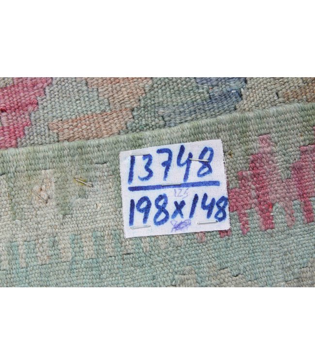 198x148 cm Hand Woven Afghan Wool Kilim Area Rug