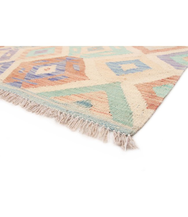 193x151 cm Hand Woven Afghan Wool Kilim Area Rug