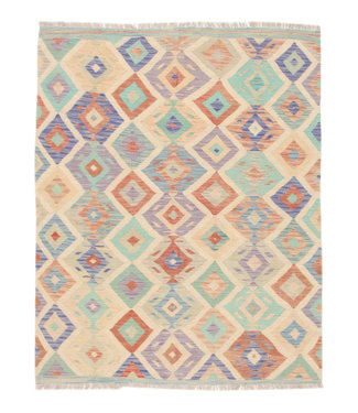 193x151 cm Hand Woven Afghan Wool Kilim Area Rug