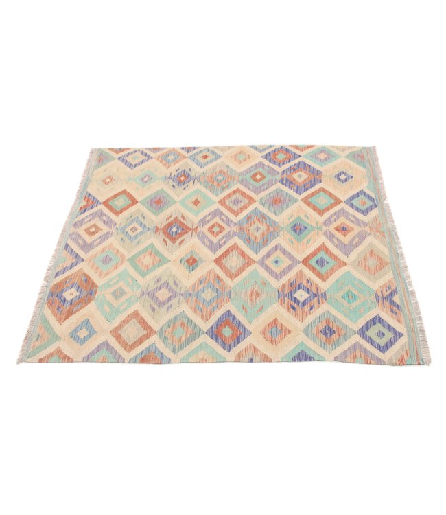 193x151 cm Handgewebte Orientalisch Wolle Kelim Teppich