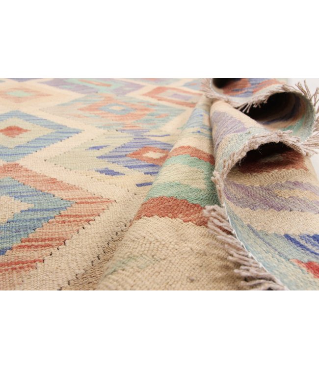 193x151 cm Handgewebte Orientalisch Wolle Kelim Teppich