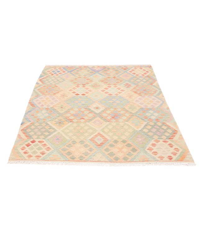 194x152 cm Hand Woven Afghan Wool Kilim Area Rug