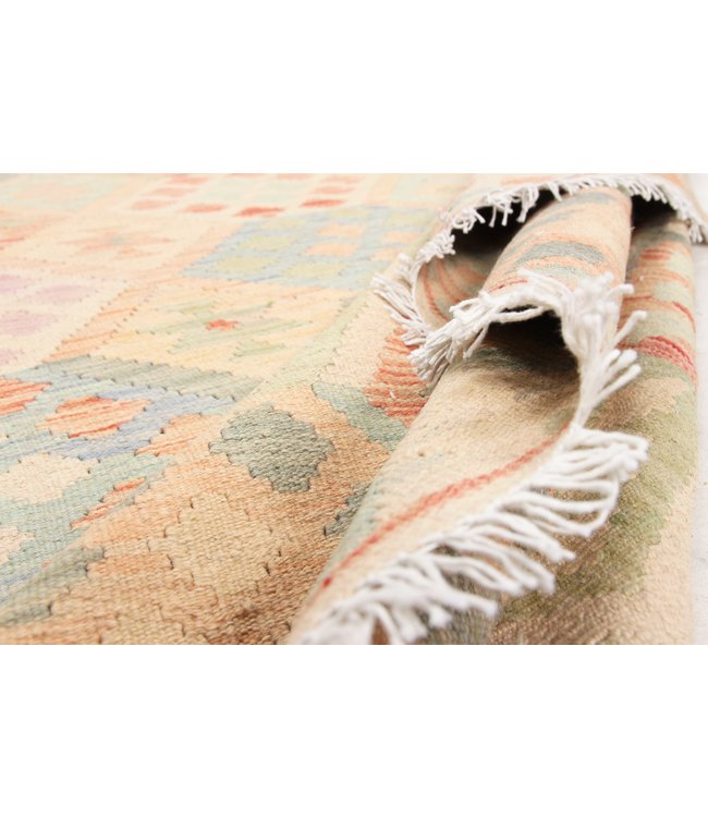 194x152 cm Hand Woven Afghan Wool Kilim Area Rug