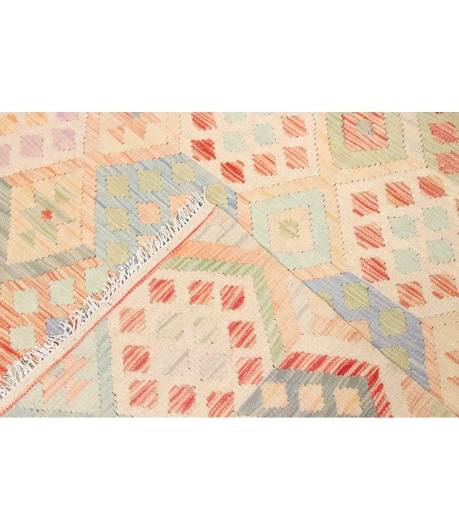 194x152 cm Hand Woven Afghan Wool Kilim Area Rug