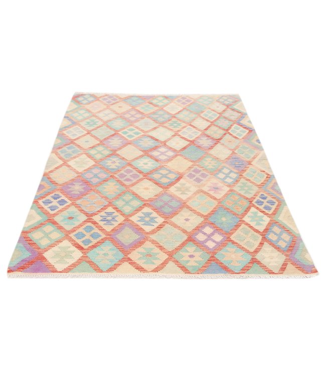 200x145 cm Hand Woven Afghan Wool Kilim Area Rug